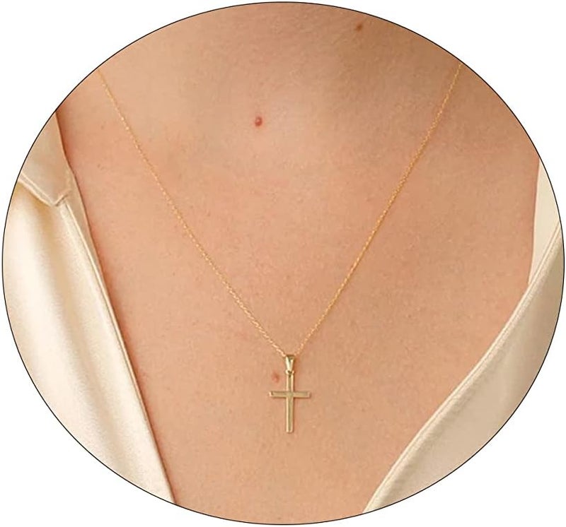VIROMY Gold Cross Necklace for Women 14K Gold Plated Cute Sidways Cross Pendant Choker Necklaces Simple Trendy Everyday Jewelry for Women - Image 1